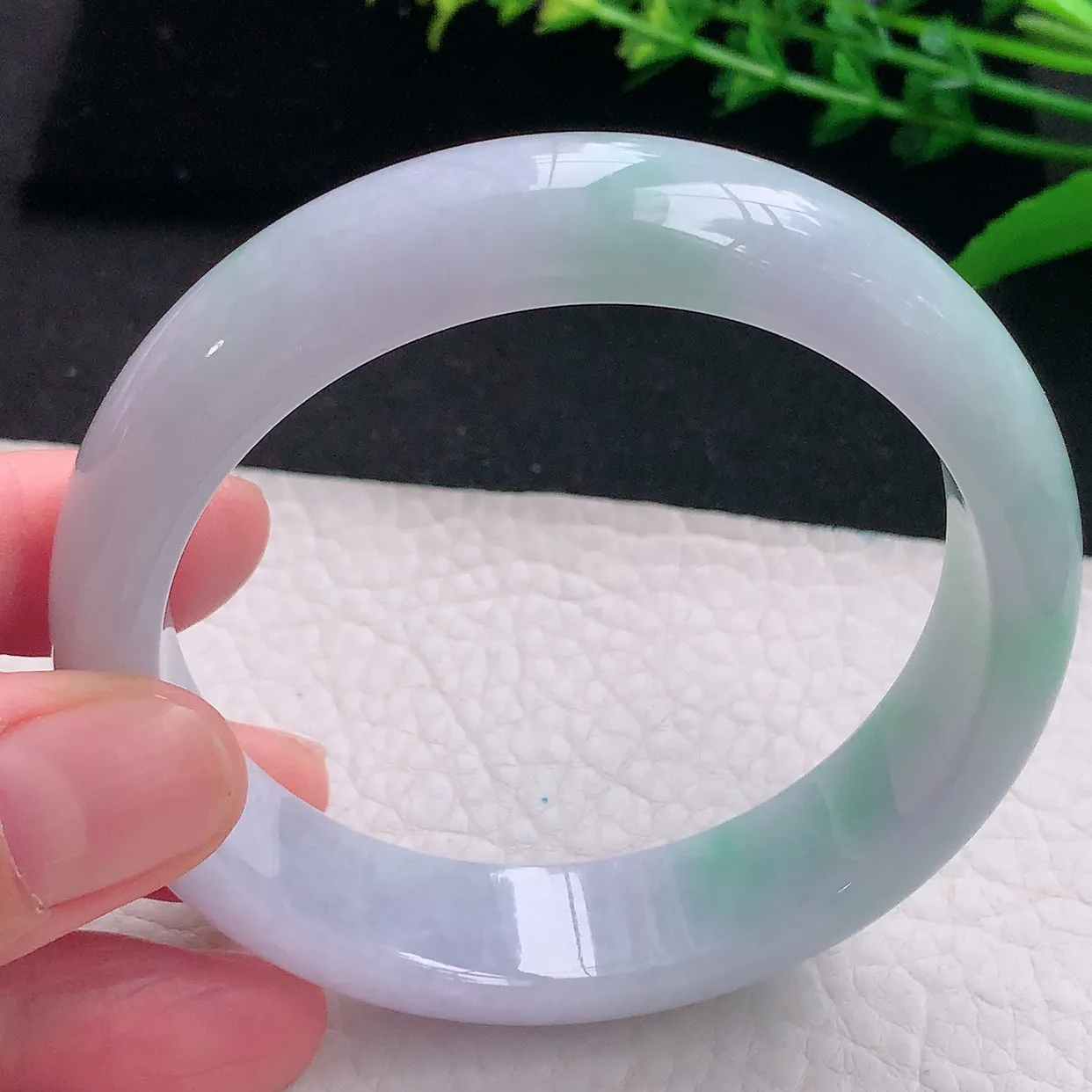 js大圈口62*17.3*8.2轮胎镯 天然缅甸翡翠a 货春带彩宽边玉镯子