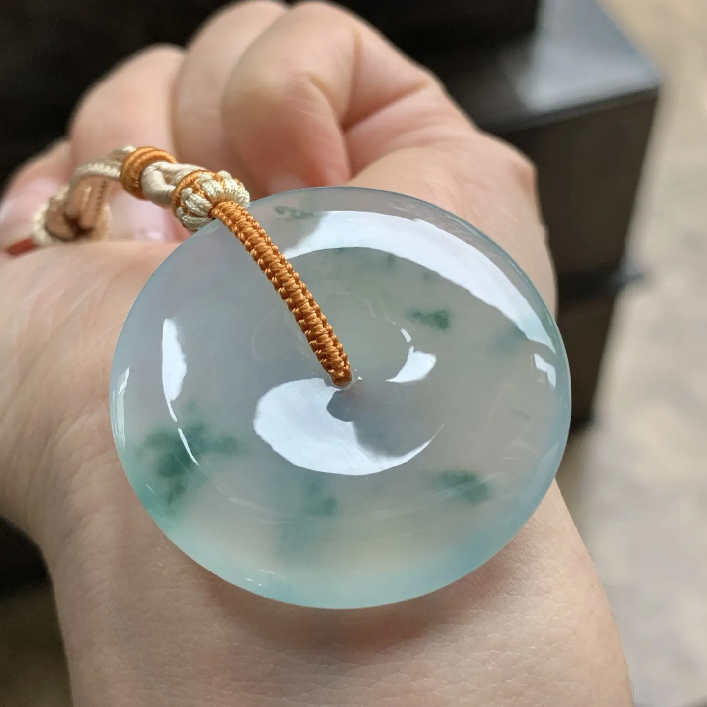 冰蓝花平安扣^_^种水足冰透