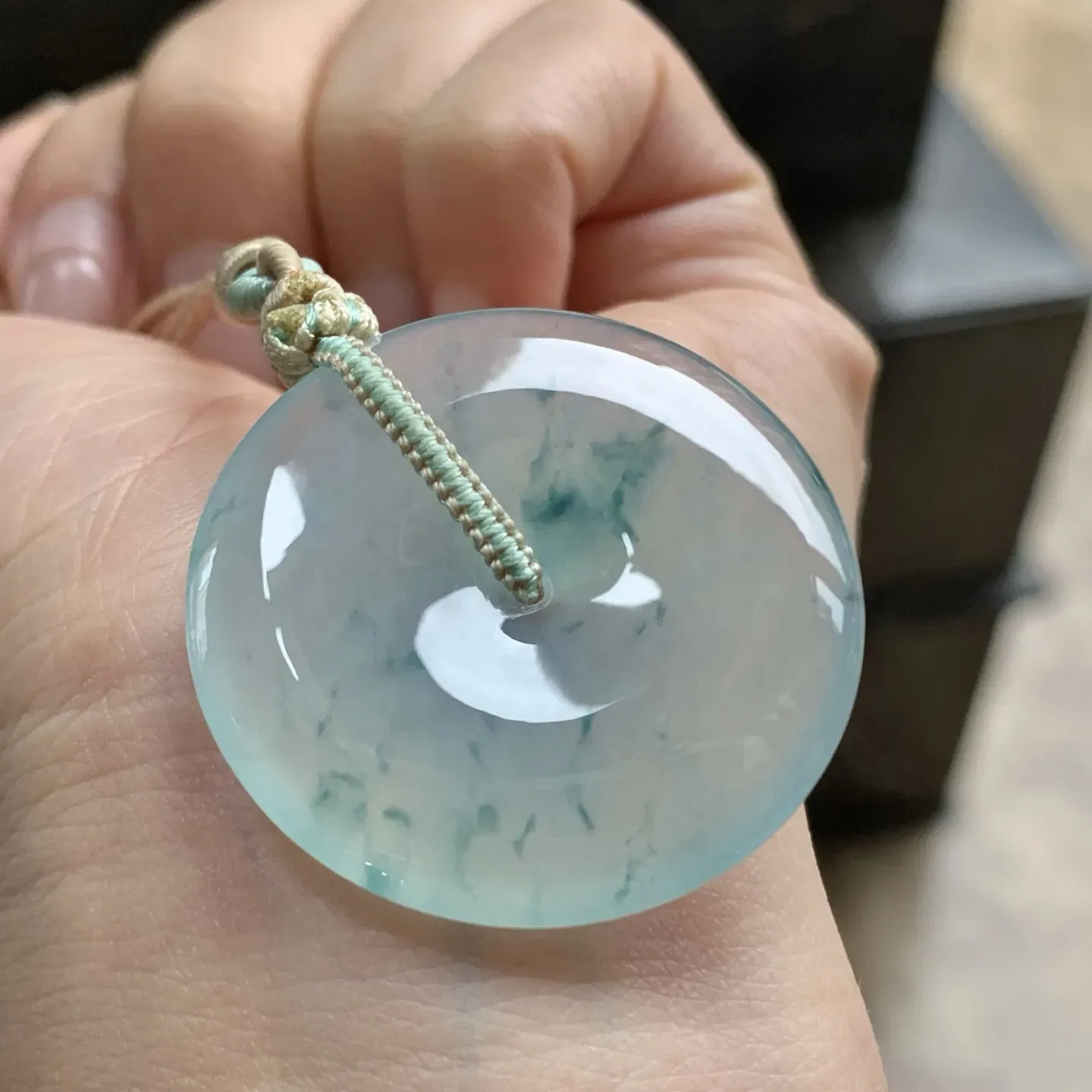 冰蓝花平安扣^_^冰透