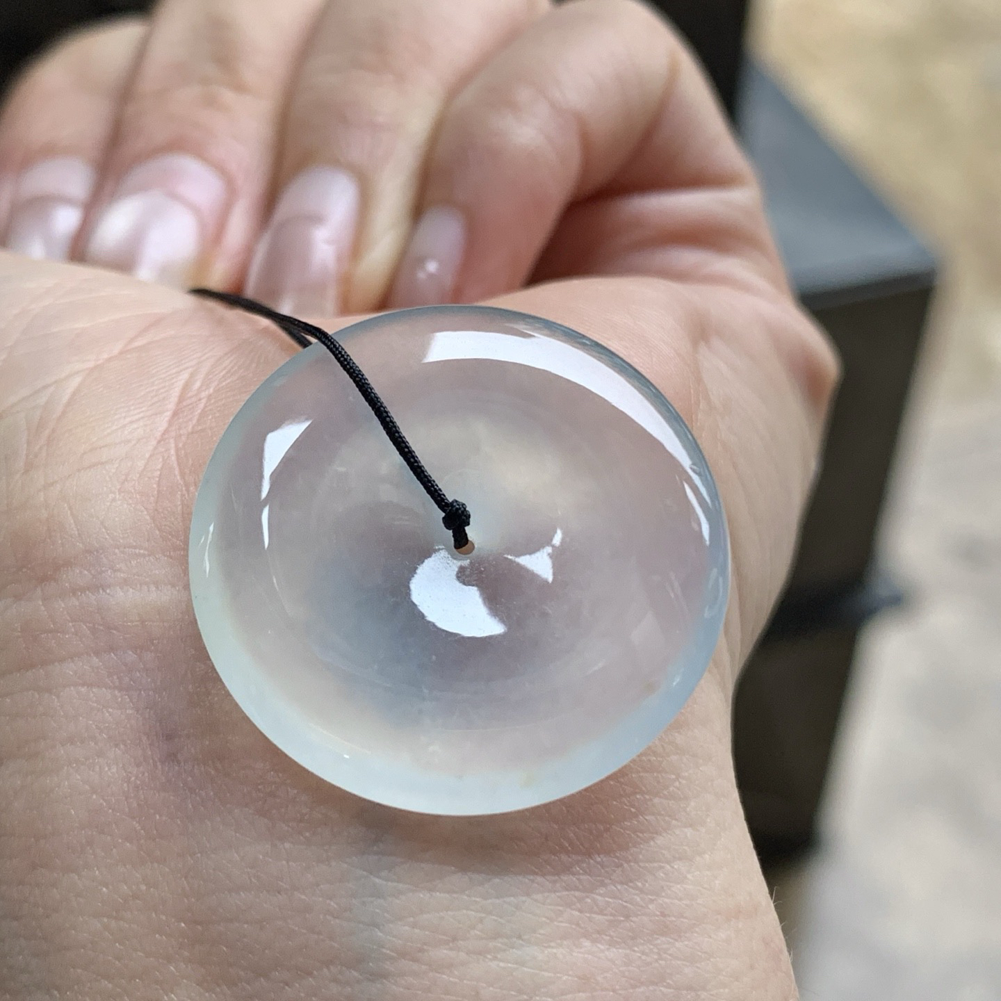 冰种平安扣^_^种老荧光十足 透亮