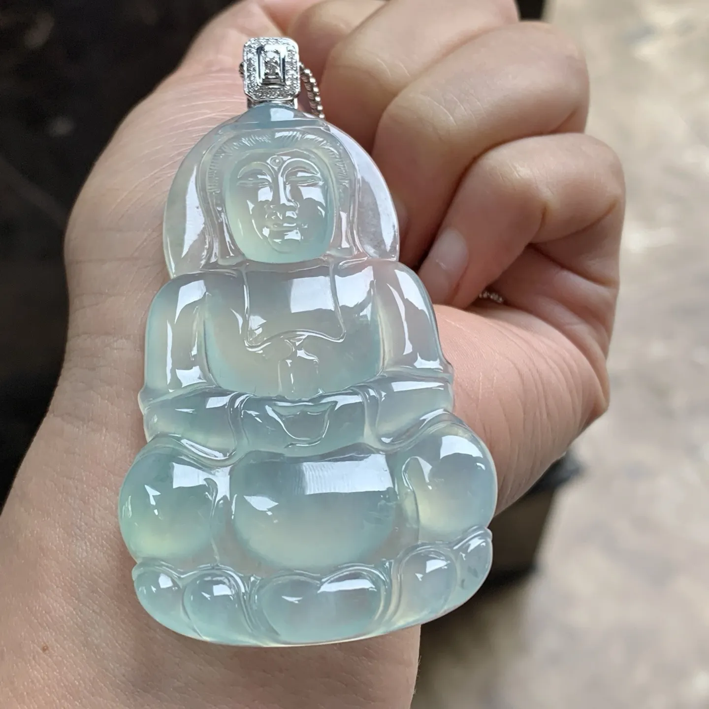 金扣冰晴水观音^_^冰透荧光十足