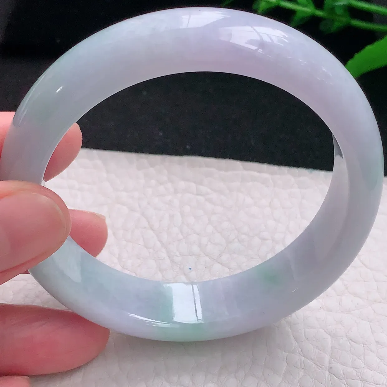 js大圈口62*17.3*8.2轮胎镯 天然缅甸翡翠a 货春带彩宽边玉镯子