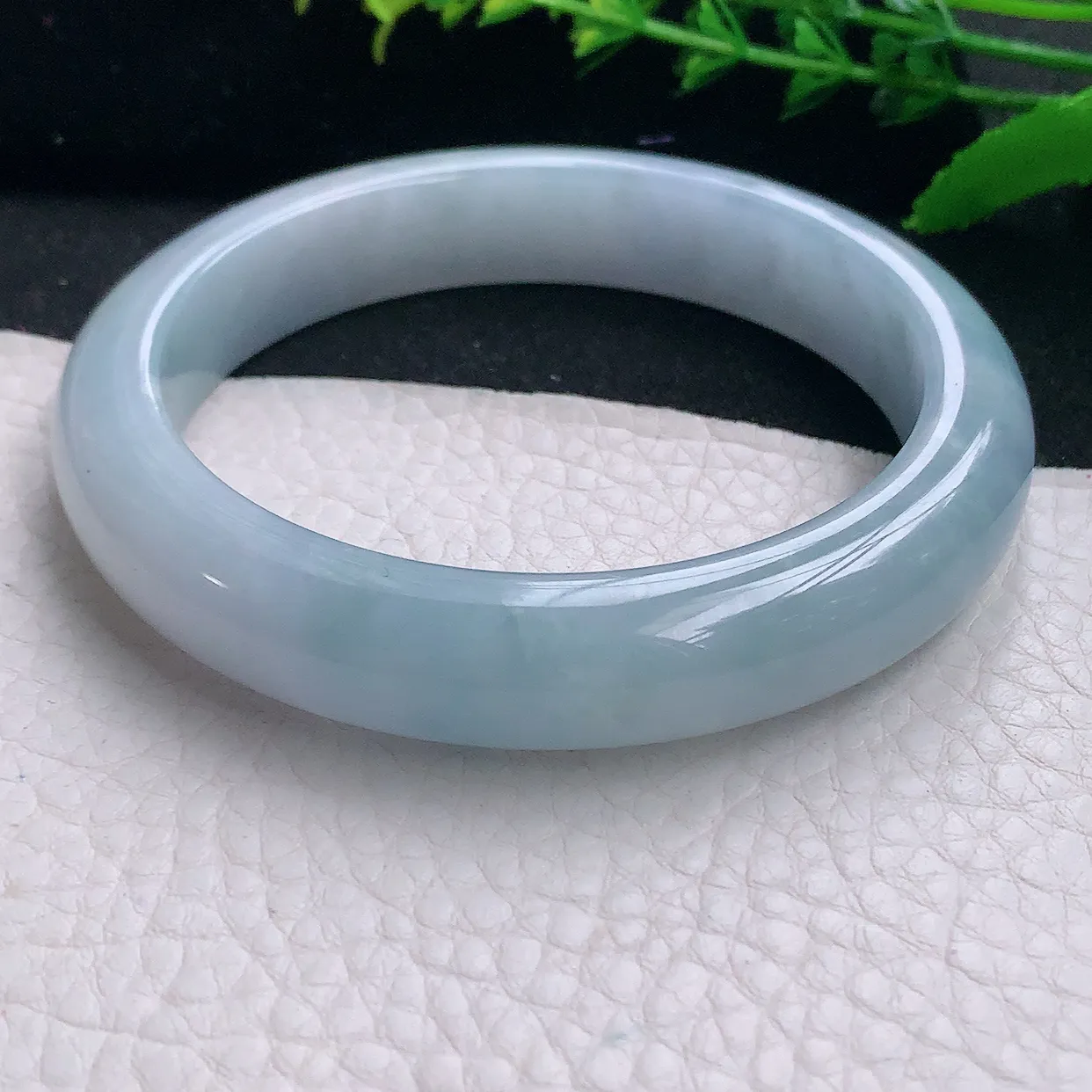 yh大圈口63*13*9平安镯 天然缅甸翡翠a货冰紫大气宽边玉镯子