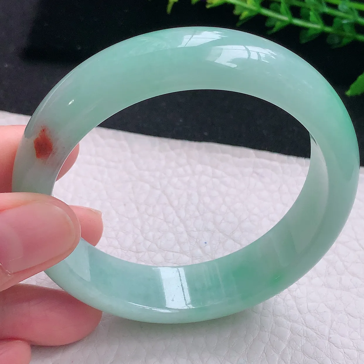 hy自然光58.5*16*8.2轮胎镯 天然缅甸翡翠a 货冰甜绿大气宽边玉镯子