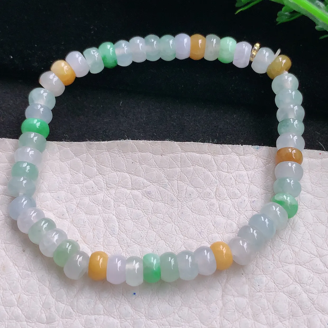 zen自然光6*3.3mm天然缅甸翡翠算盘珠玉手链 手串