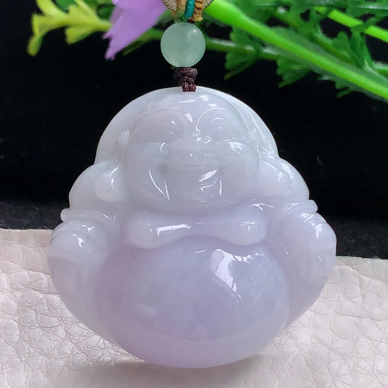 zen自然光28.8*31.3*12.6天然缅甸翡翠紫罗兰佛公 弥勒佛玉吊坠