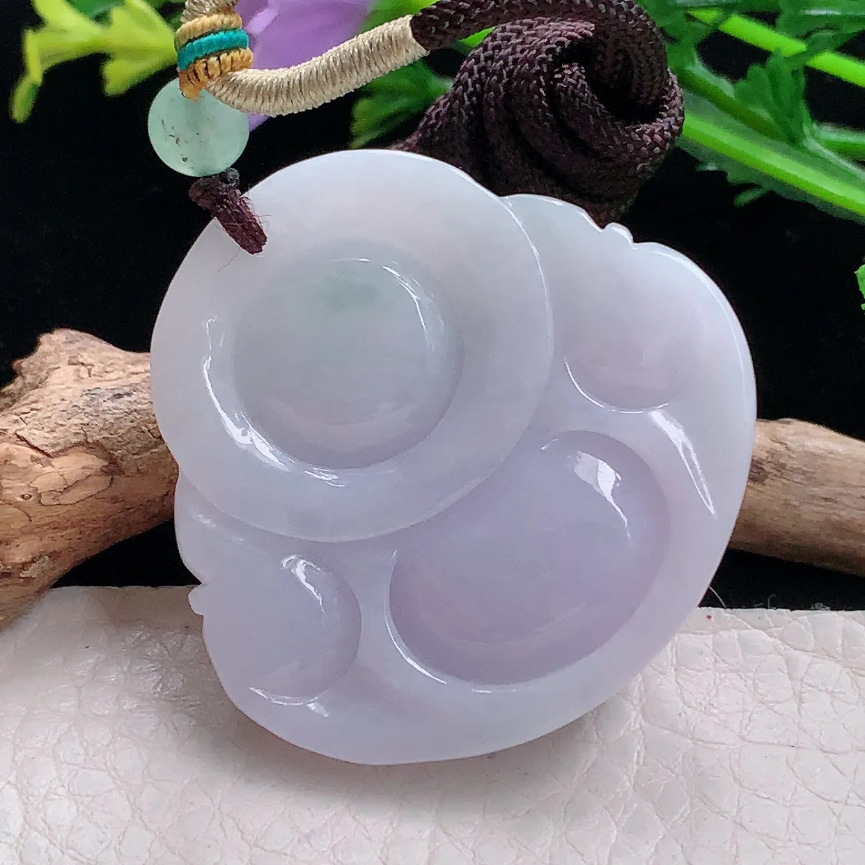 zen自然光28.8*31.3*12.6天然缅甸翡翠紫罗兰佛公 弥勒佛玉吊坠