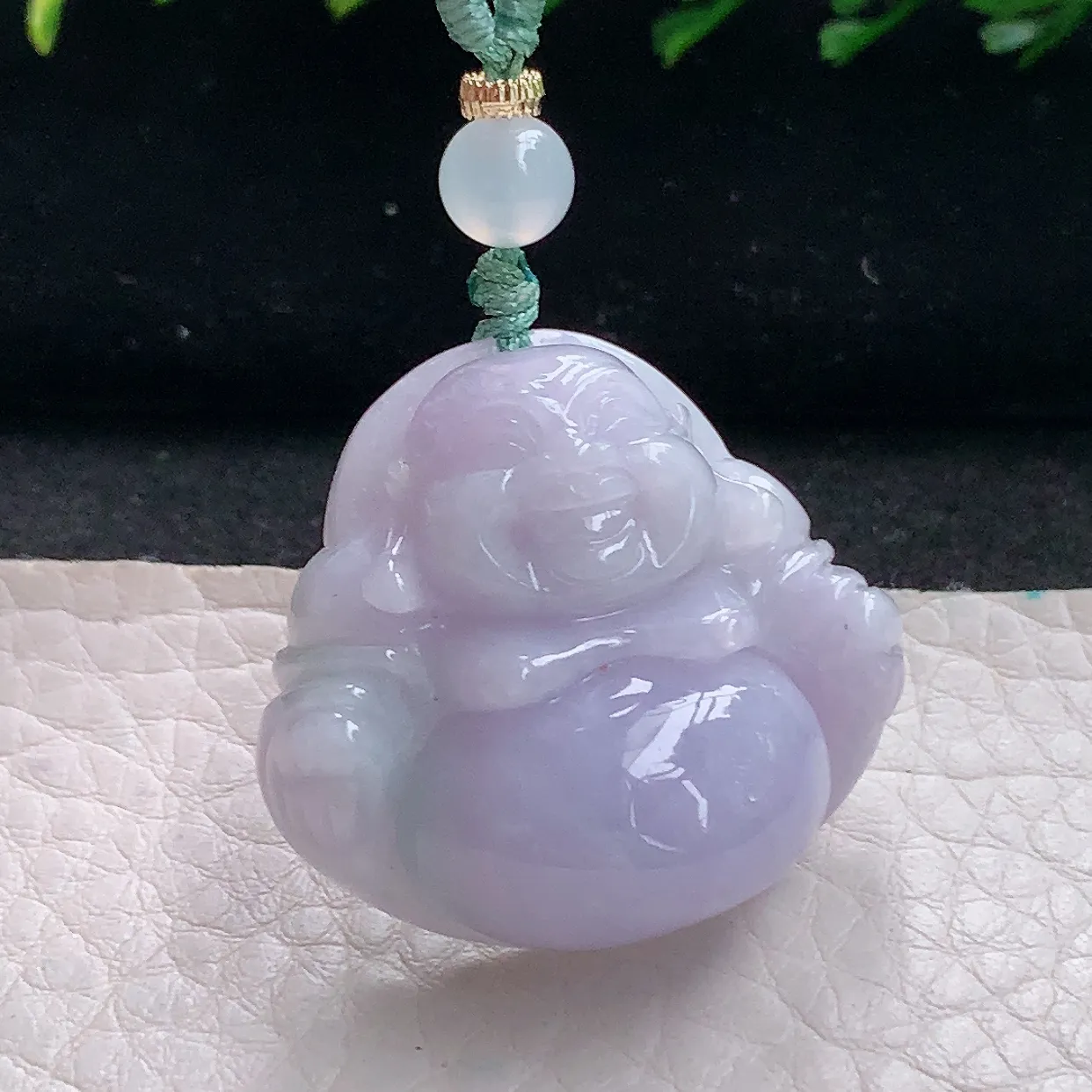 zen自然光40.5*41.2*12.6天然缅甸翡翠紫罗兰大佛公 弥勒佛玉吊坠 毛衣坠