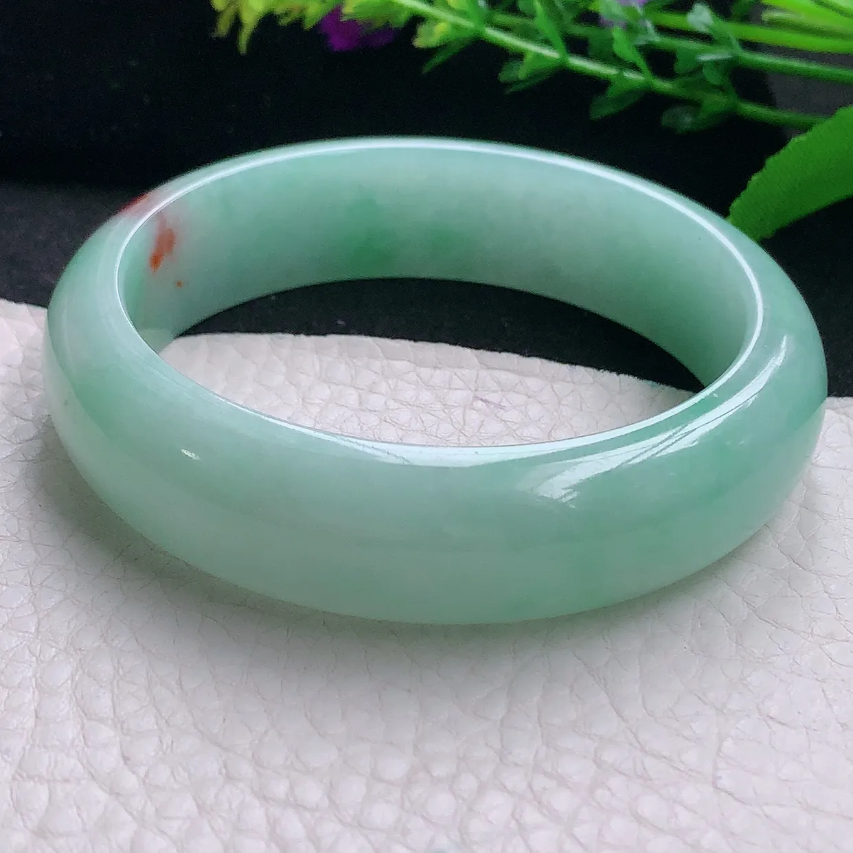 hy自然光58.5*16*8.2轮胎镯 天然缅甸翡翠a 货冰甜绿大气宽边玉镯子