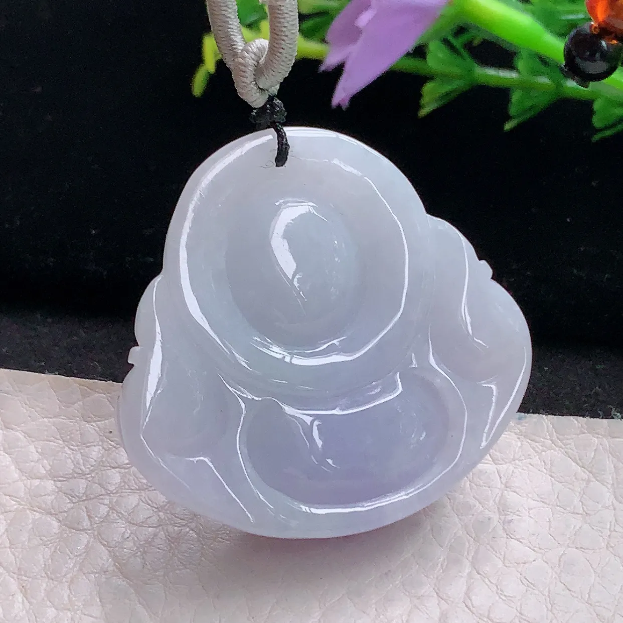 zen自然光39.5*41.8*12.2天然缅甸翡翠紫罗兰大佛公 弥勒佛玉吊坠 毛衣坠