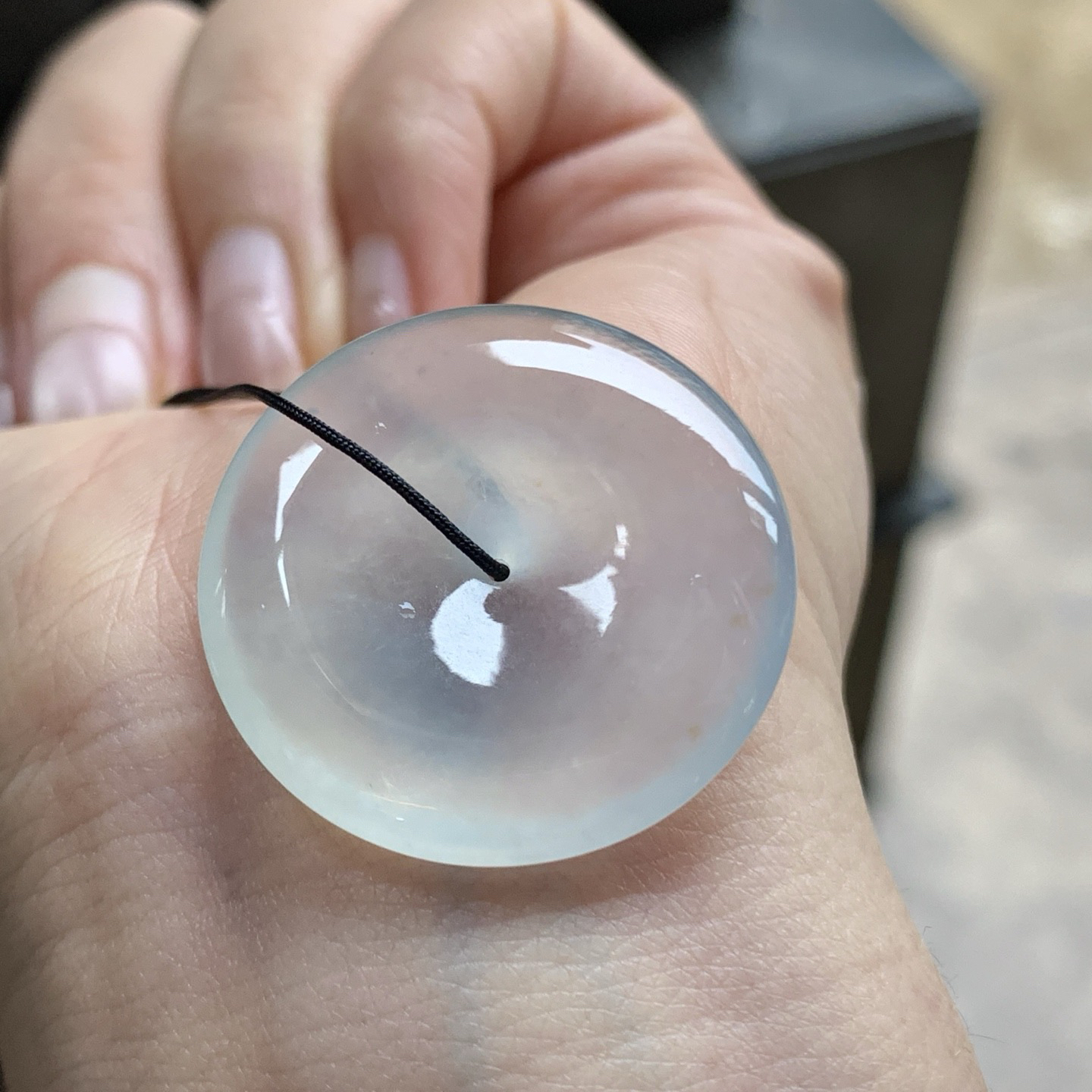 冰种平安扣^_^种老荧光十足 透亮