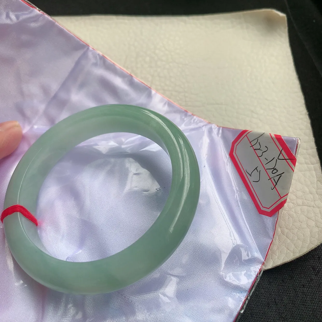 r自然光57*12.5*9平安镯 天然缅甸翡翠a 货冰胶蓝韵宽边玉镯子