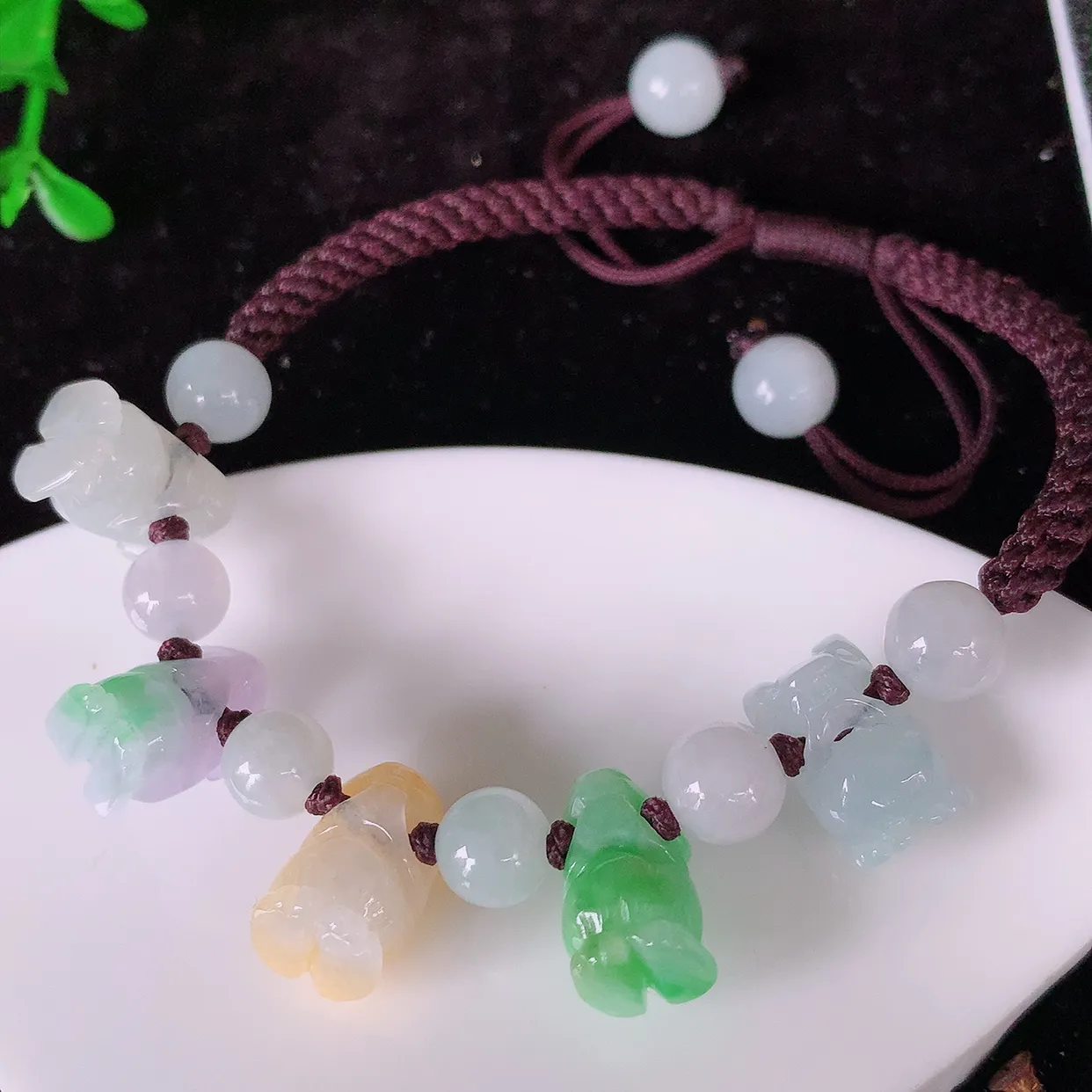 自然光实拍，冰润多宝翡翠猪手链，多彩翡翠手串，颜色丰富，料子细腻，高档大气， 自戴送礼佳品！#81.