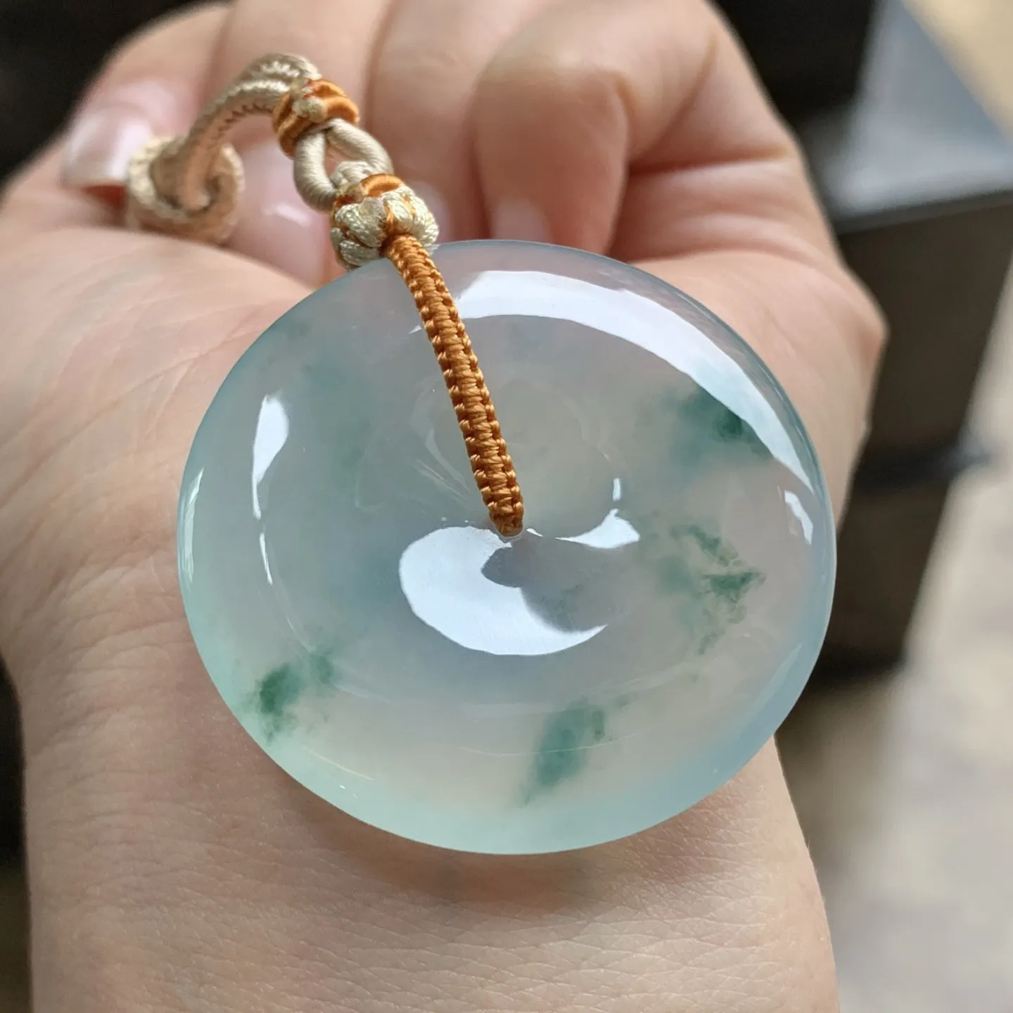 冰蓝花平安扣^_^种水足冰透