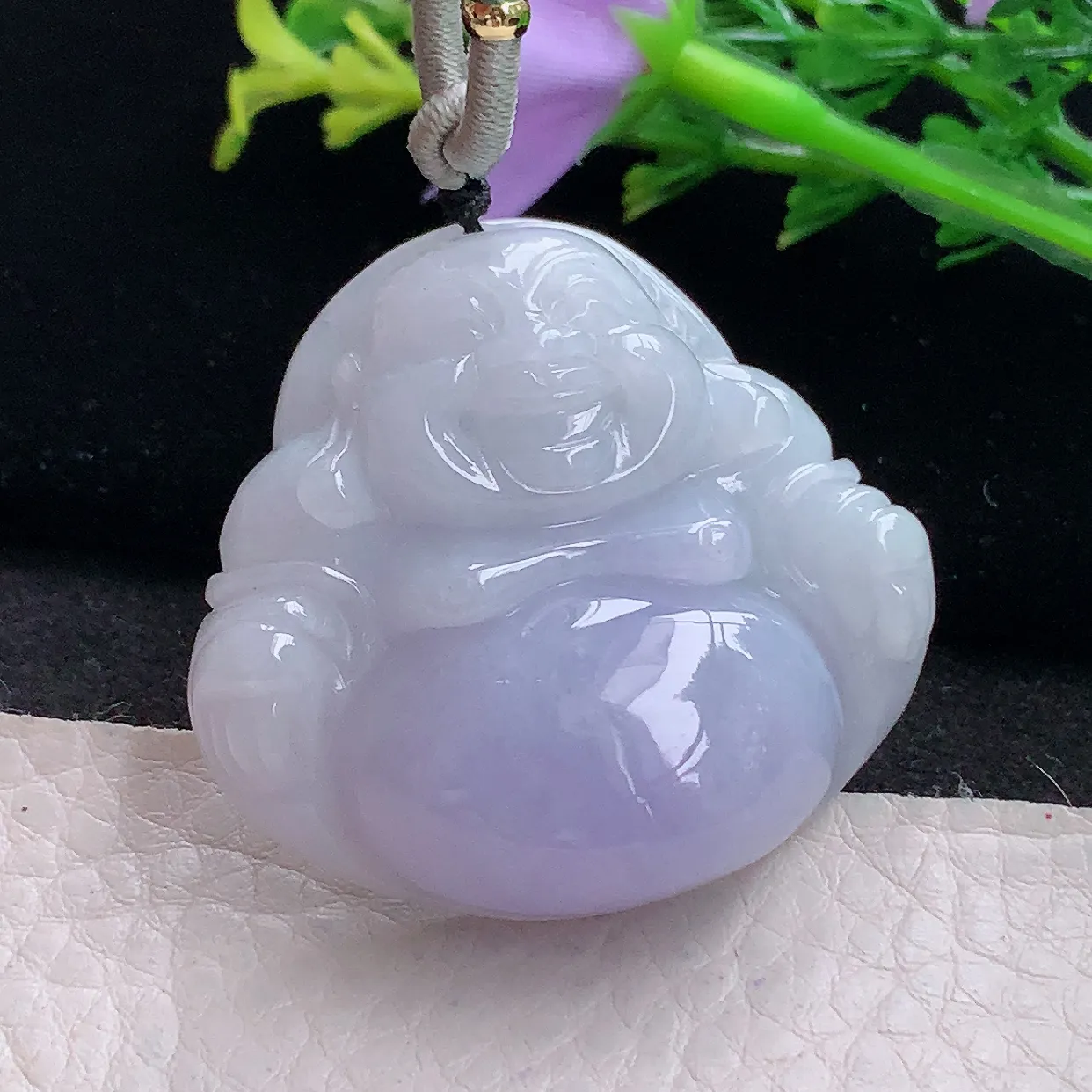 zen自然光39.5*41.8*12.2天然缅甸翡翠紫罗兰大佛公 弥勒佛玉吊坠 毛衣坠