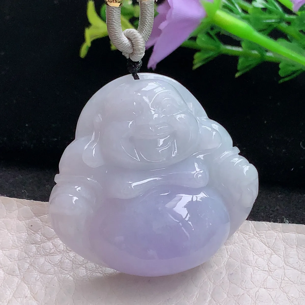 zen自然光39.5*41.8*12.2天然缅甸翡翠紫罗兰大佛公 弥勒佛玉吊坠 毛衣坠