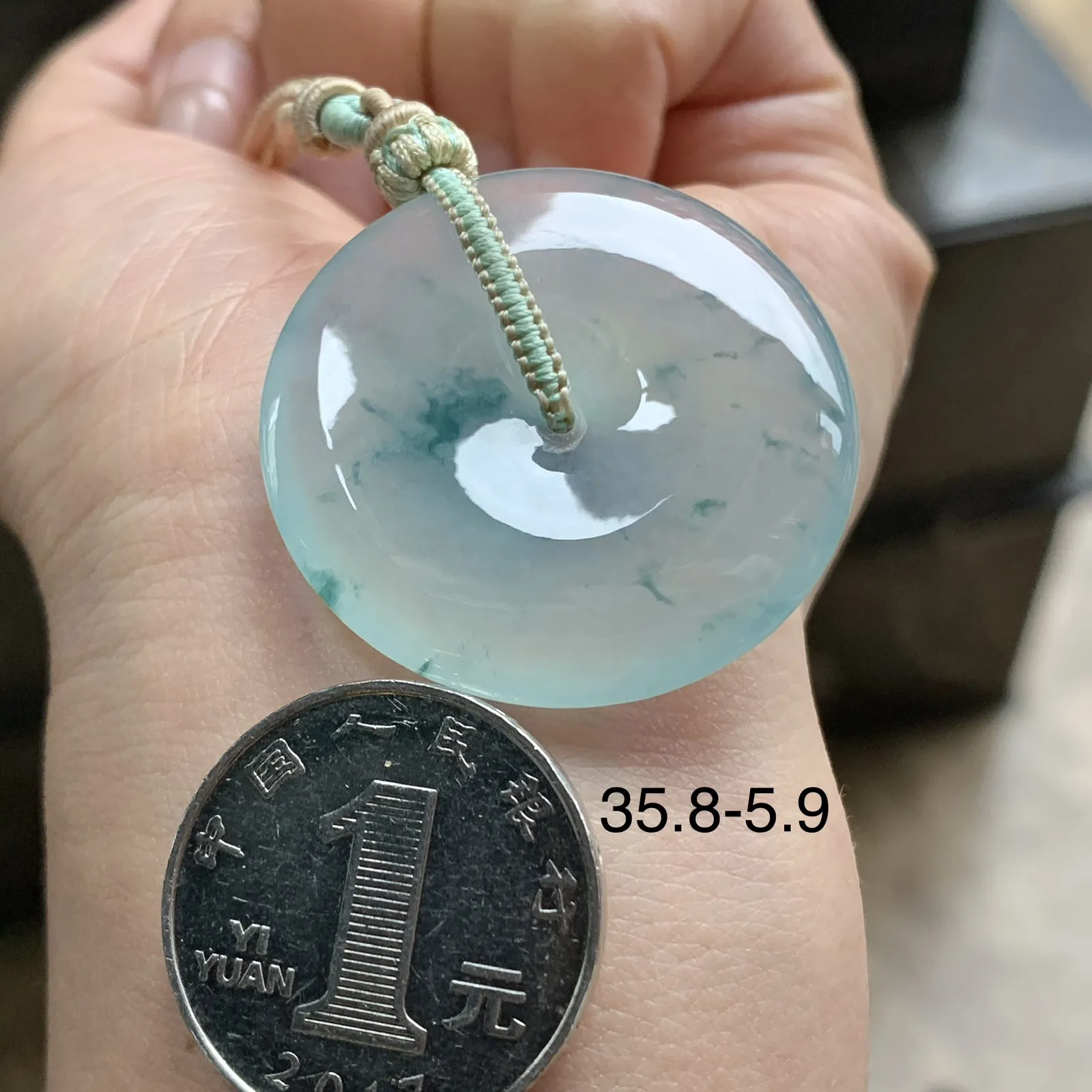 冰蓝花平安扣^_^冰透