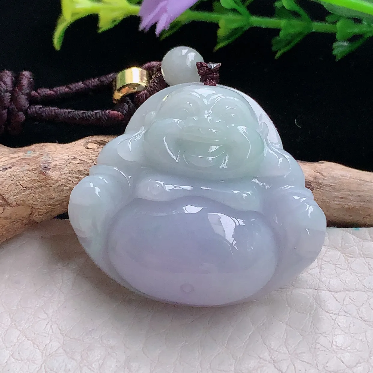 zen自然光40.5*41.2*12.6天然缅甸翡翠紫罗兰大佛公 弥勒佛玉吊坠 毛衣坠