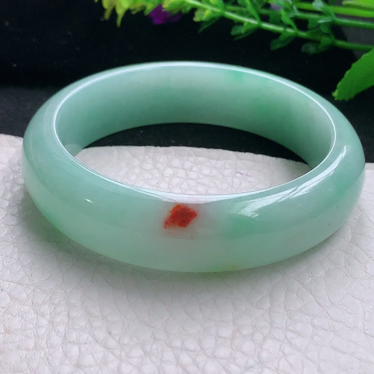 hy自然光58.5*16*8.2轮胎镯 天然缅甸翡翠a 货冰甜绿大气宽边玉镯子