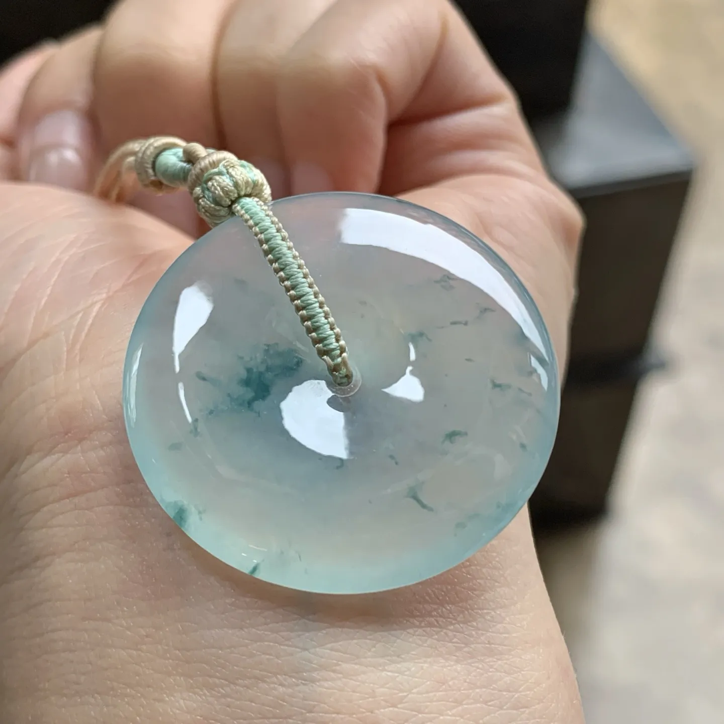 冰蓝花平安扣^_^冰透