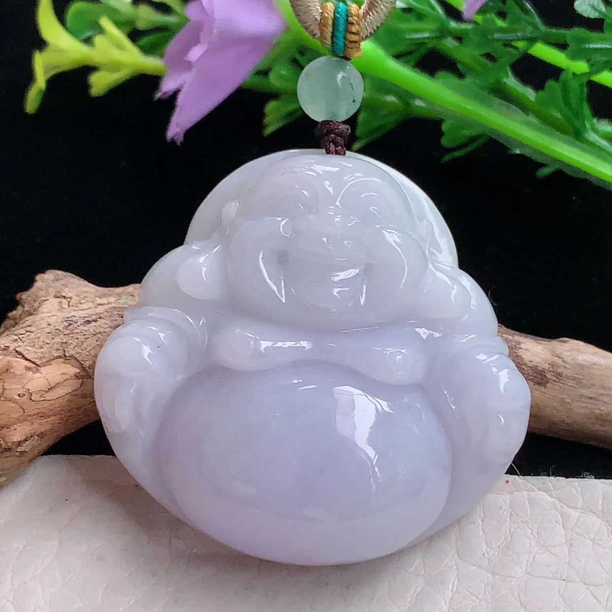 zen自然光28.8*31.3*12.6天然缅甸翡翠紫罗兰佛公 弥勒佛玉吊坠