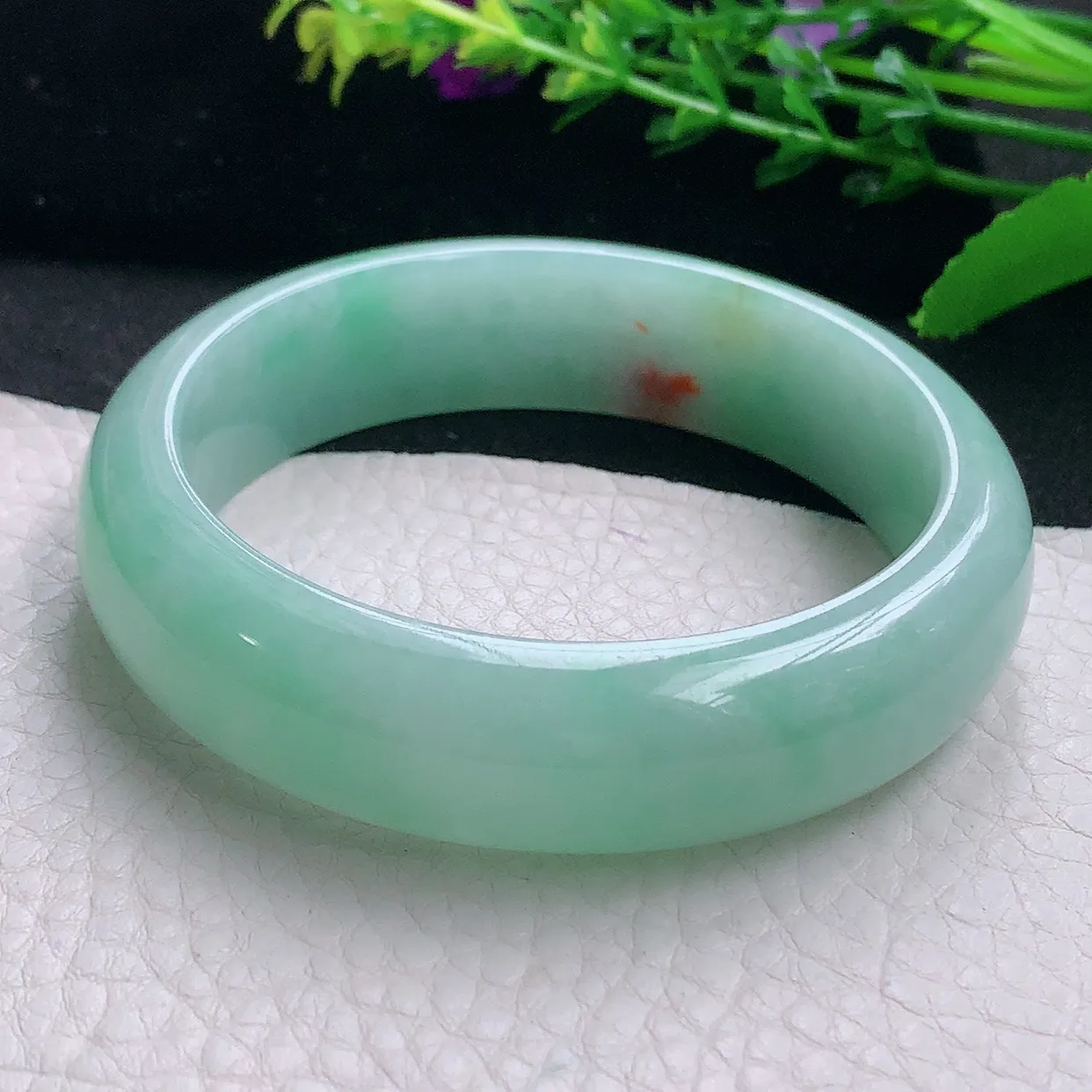 hy自然光58.5*16*8.2轮胎镯 天然缅甸翡翠a 货冰甜绿大气宽边玉镯子