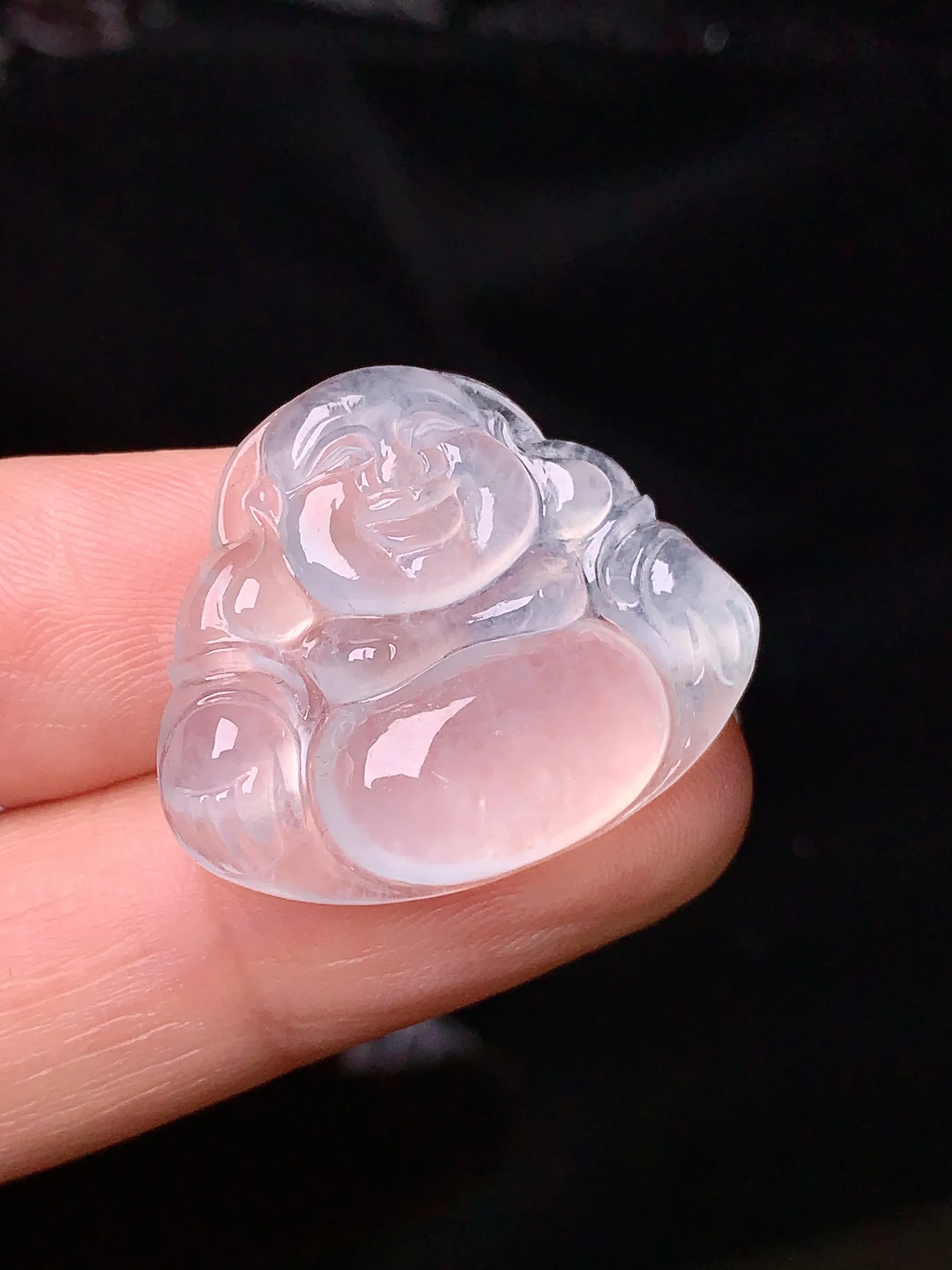 冰种佛公吊坠 玉质细腻 色泽清新艳丽 整体尺寸22.2*26.7*5.3