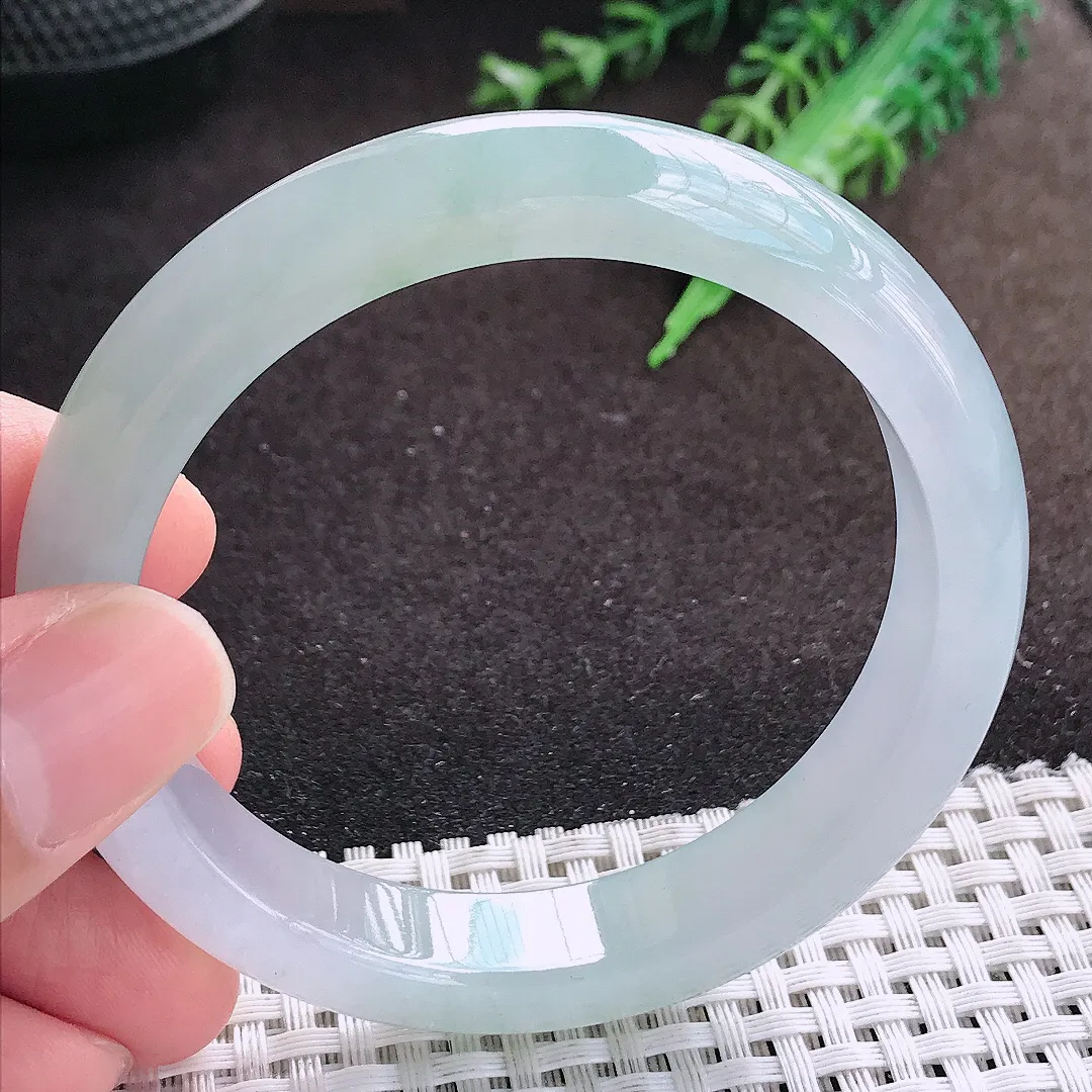 自然光56.5/12/8.1老坑冰透果冻胶冰纯手镯宽边翡翠玉镯美人镯