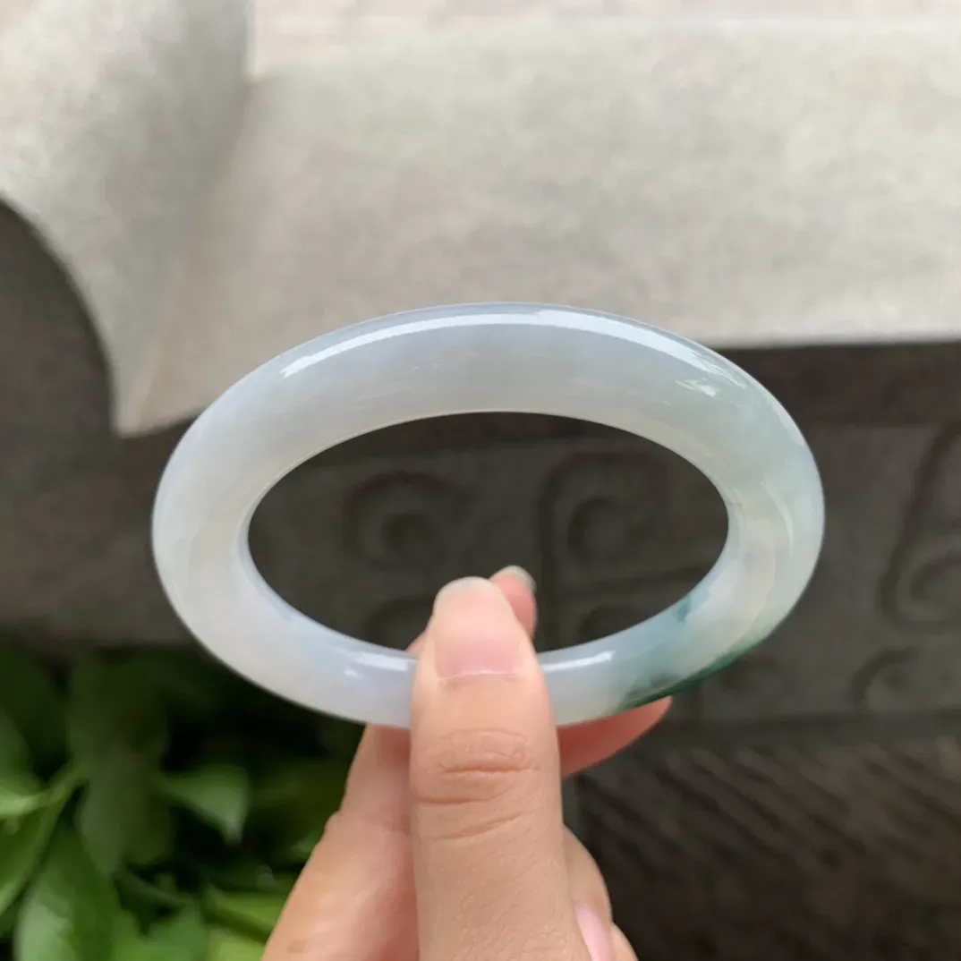 圈口55.3-9.9 【飘绿圆条手镯】圆条55 56可戴