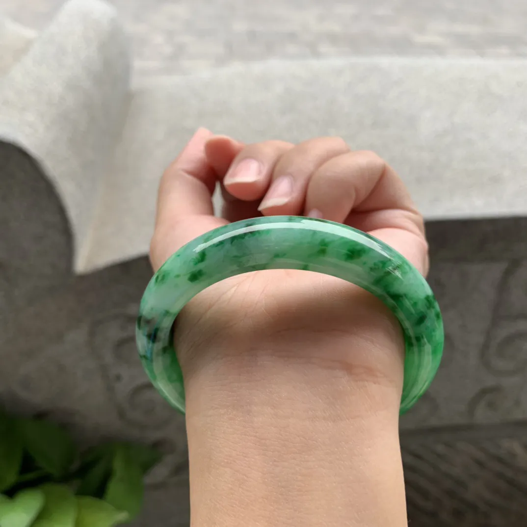 圈口56-12.8-8.4 【满辣绿正圈手镯】正圈56 57可戴