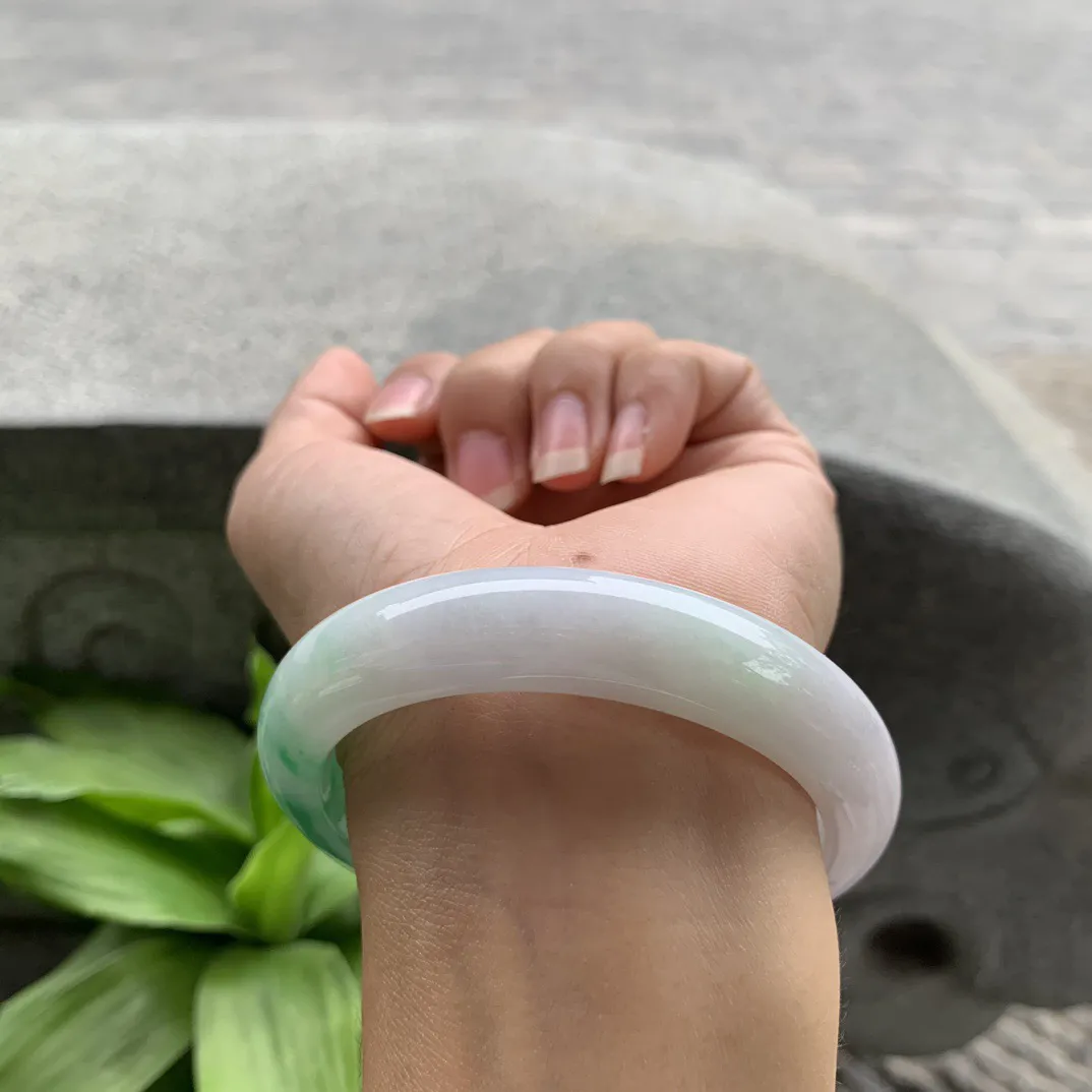 圈口57.4-12.6-8.7 【飘阳绿正圈手镯】正圈57 58可戴