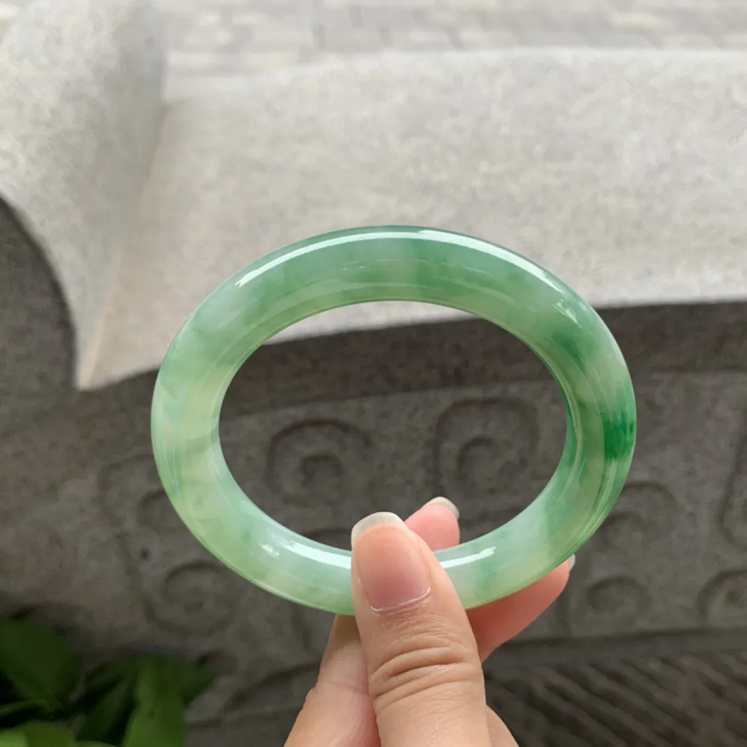 圈口56.4-11.2 【芙蓉绿圆条手镯】圆条56 57可戴