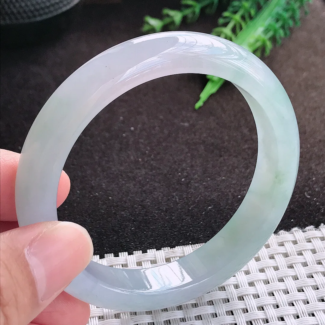 自然光56.5/12/8.1老坑冰透果冻胶冰纯手镯宽边翡翠玉镯美人镯