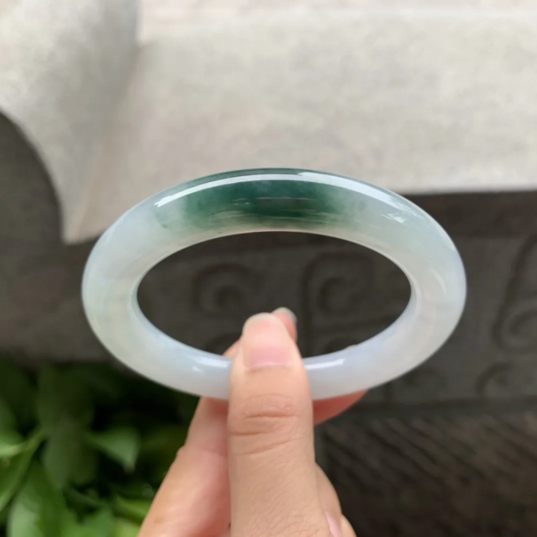 圈口55.3-9.9 【飘绿圆条手镯】圆条55 56可戴