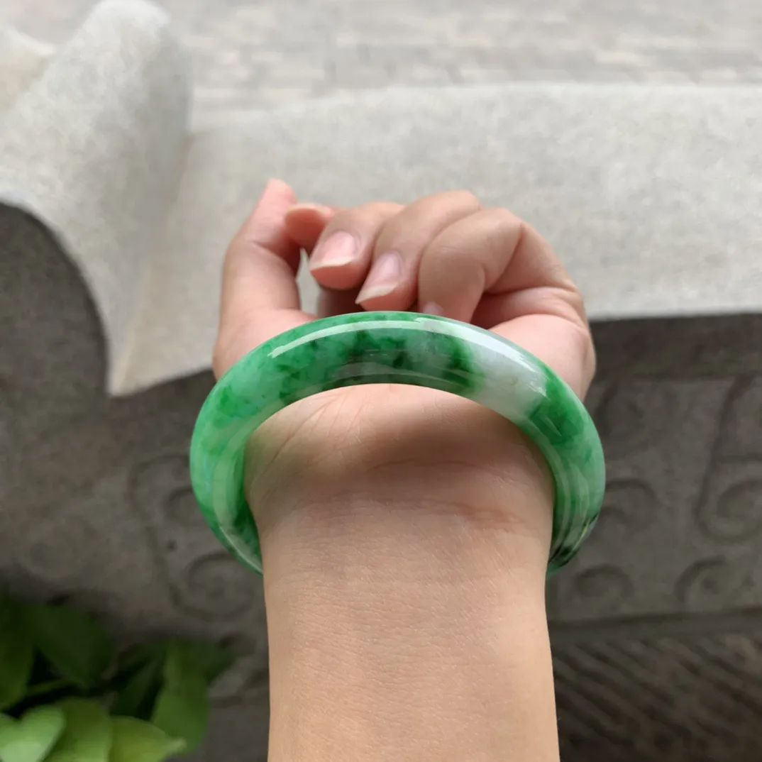圈口56-12.8-8.4 【满辣绿正圈手镯】正圈56 57可戴