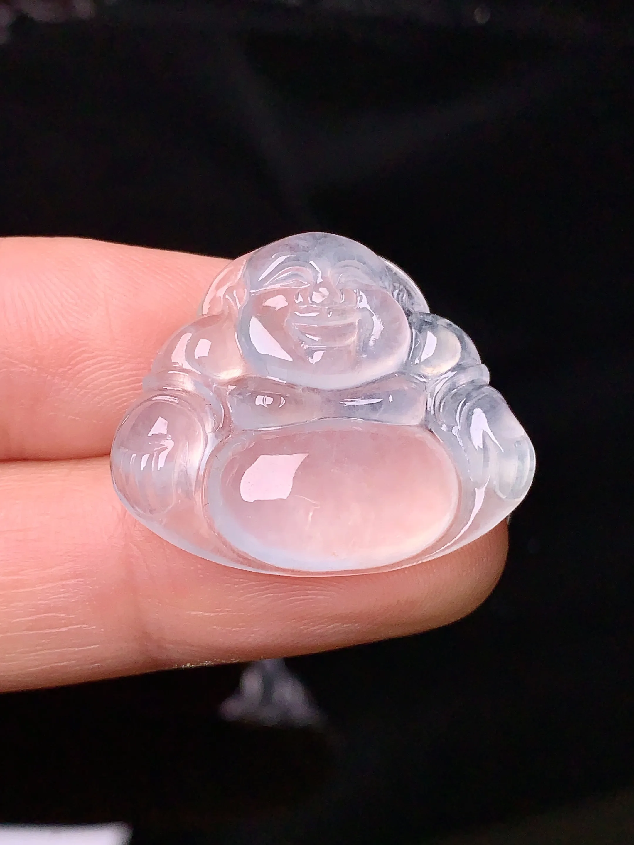 冰种佛公吊坠 玉质细腻 色泽清新艳丽 整体尺寸22.2*26.7*5.3