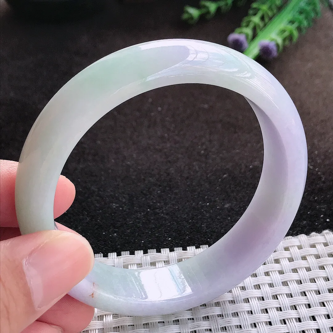 自然光60/15.6/8.1老坑精美温润紫罗兰轮胎手镯宽边翡翠玉镯美人镯