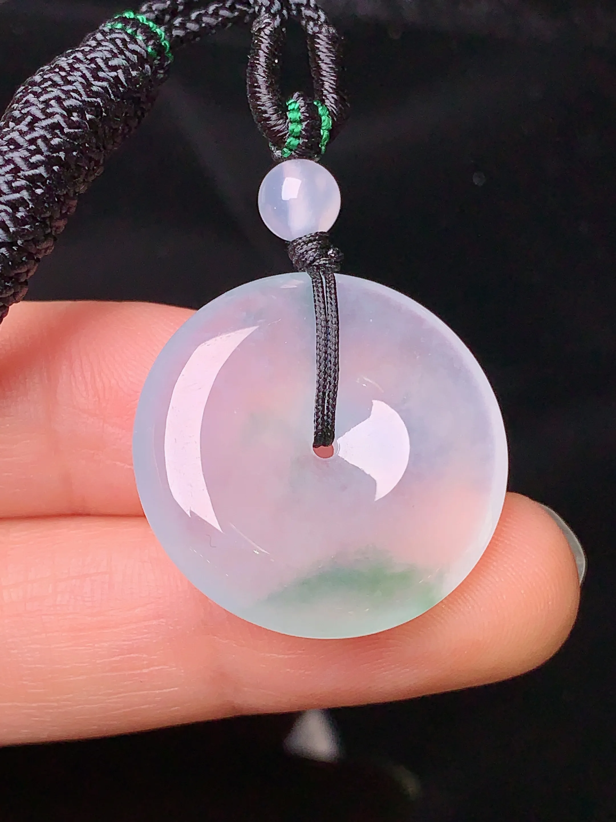 冰种平安扣吊坠 玉质细腻 色泽清新艳丽 整体尺寸 24*5.3