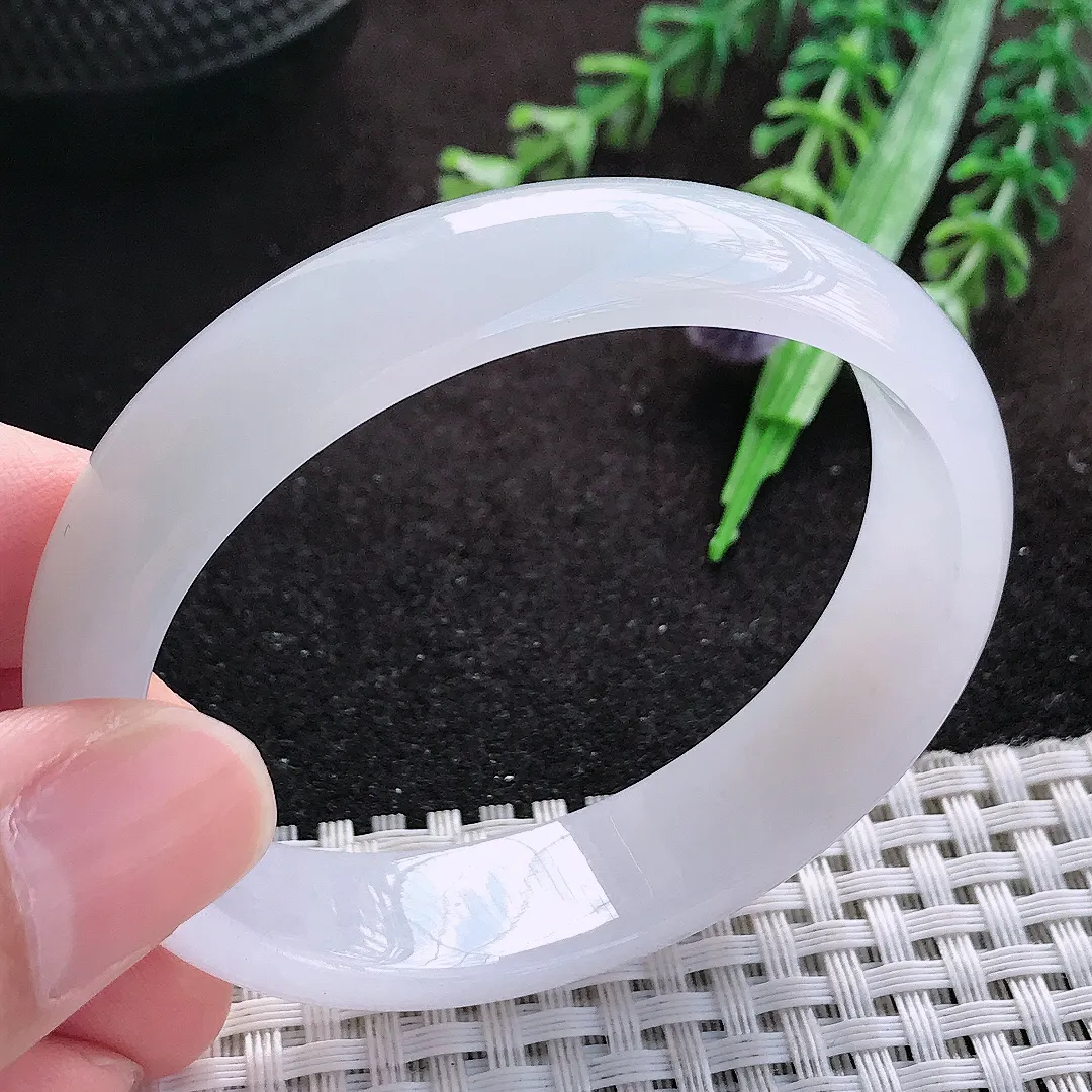 自然光54/46/14.3/6.5老坑冰润水灵白月光贵妃手镯翡翠玉镯美人镯