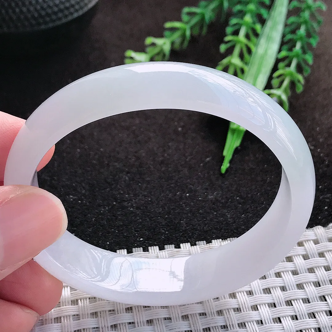 自然光54/46/14.3/6.5老坑冰润水灵白月光贵妃手镯翡翠玉镯美人镯