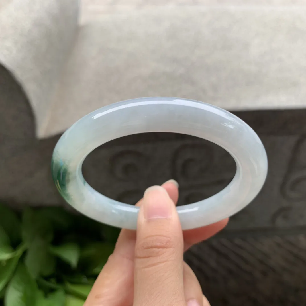 圈口55.3-9.9 【飘绿圆条手镯】圆条55 56可戴