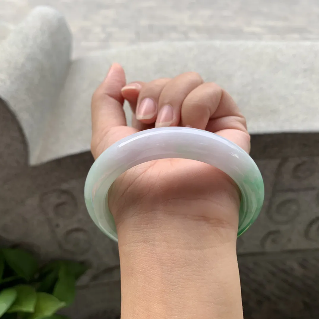 圈口57.8-12.6-9.6 【飘绿正圈手镯】正圈57 58可戴