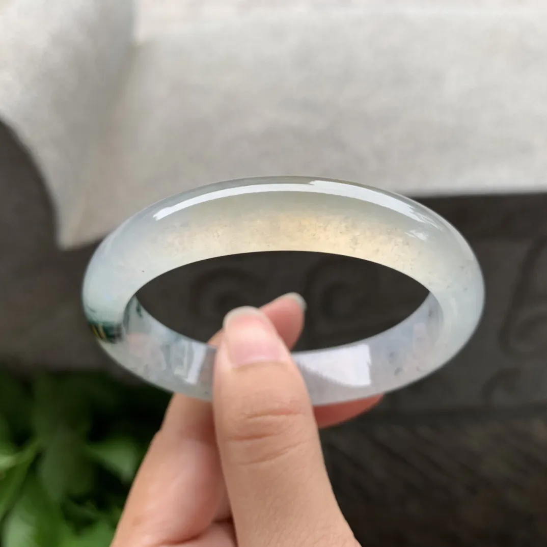 圈口 55.5-49-12.3-7.4【冰种乌鸡黄贵妃手镯】贵妃55 56可戴