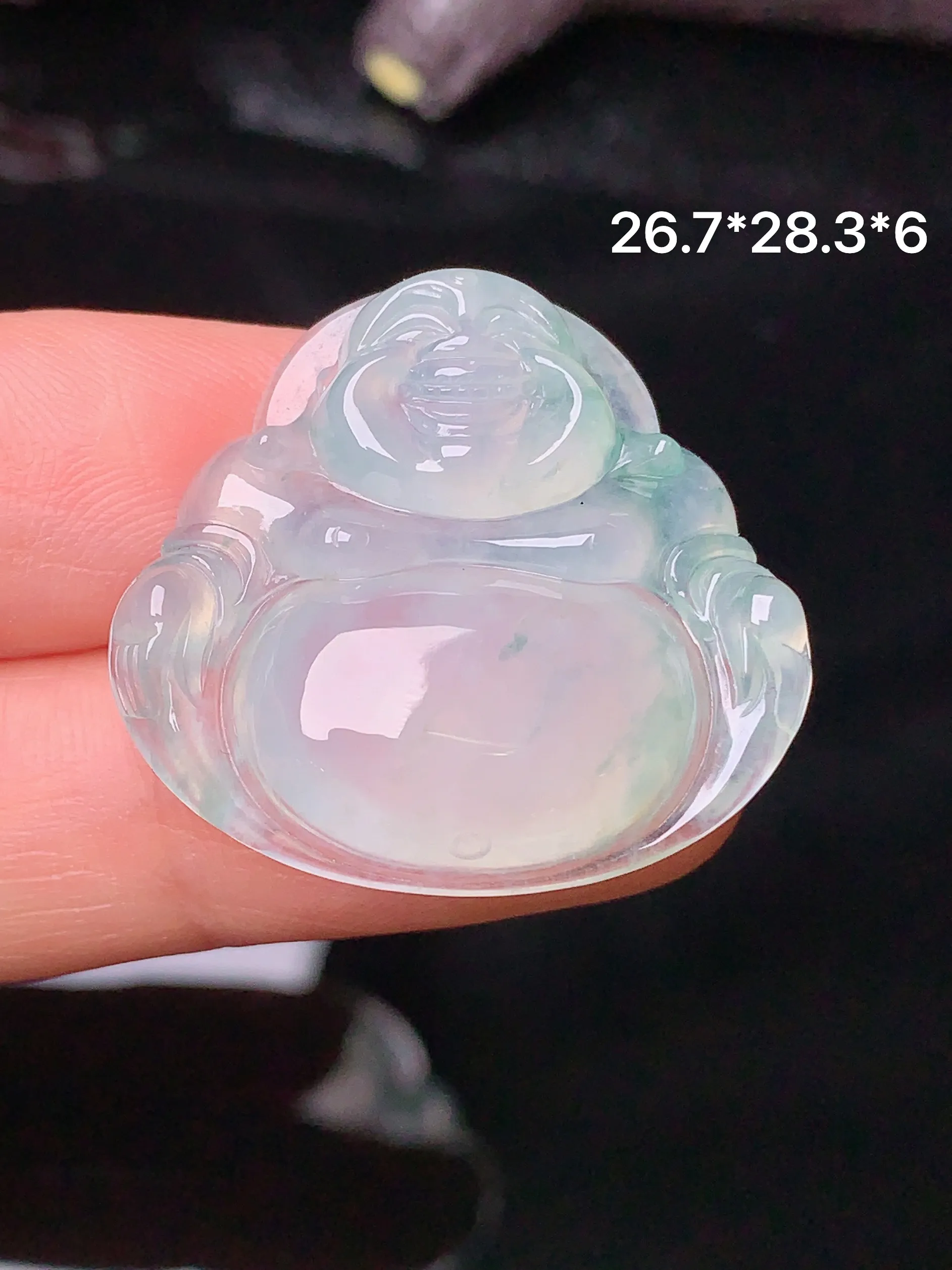 冰种佛公吊坠 玉质细腻 色泽清新艳丽 整体尺寸26.7*28.3*6