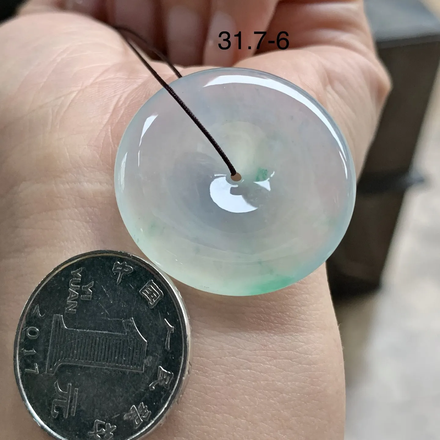 冰飘绿平安扣^_^荧光十足 透亮