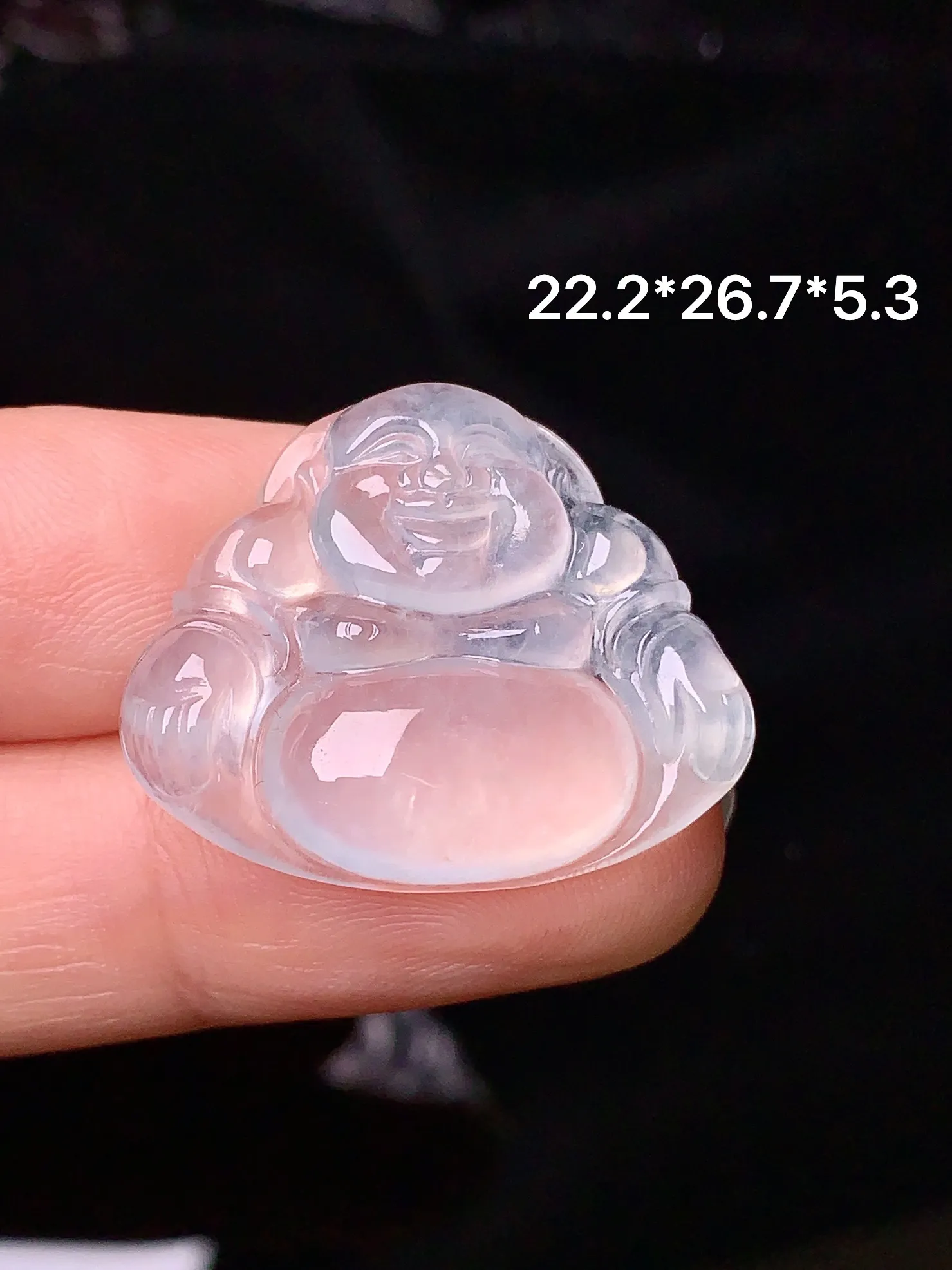 冰种佛公吊坠 玉质细腻 色泽清新艳丽 整体尺寸22.2*26.7*5.3