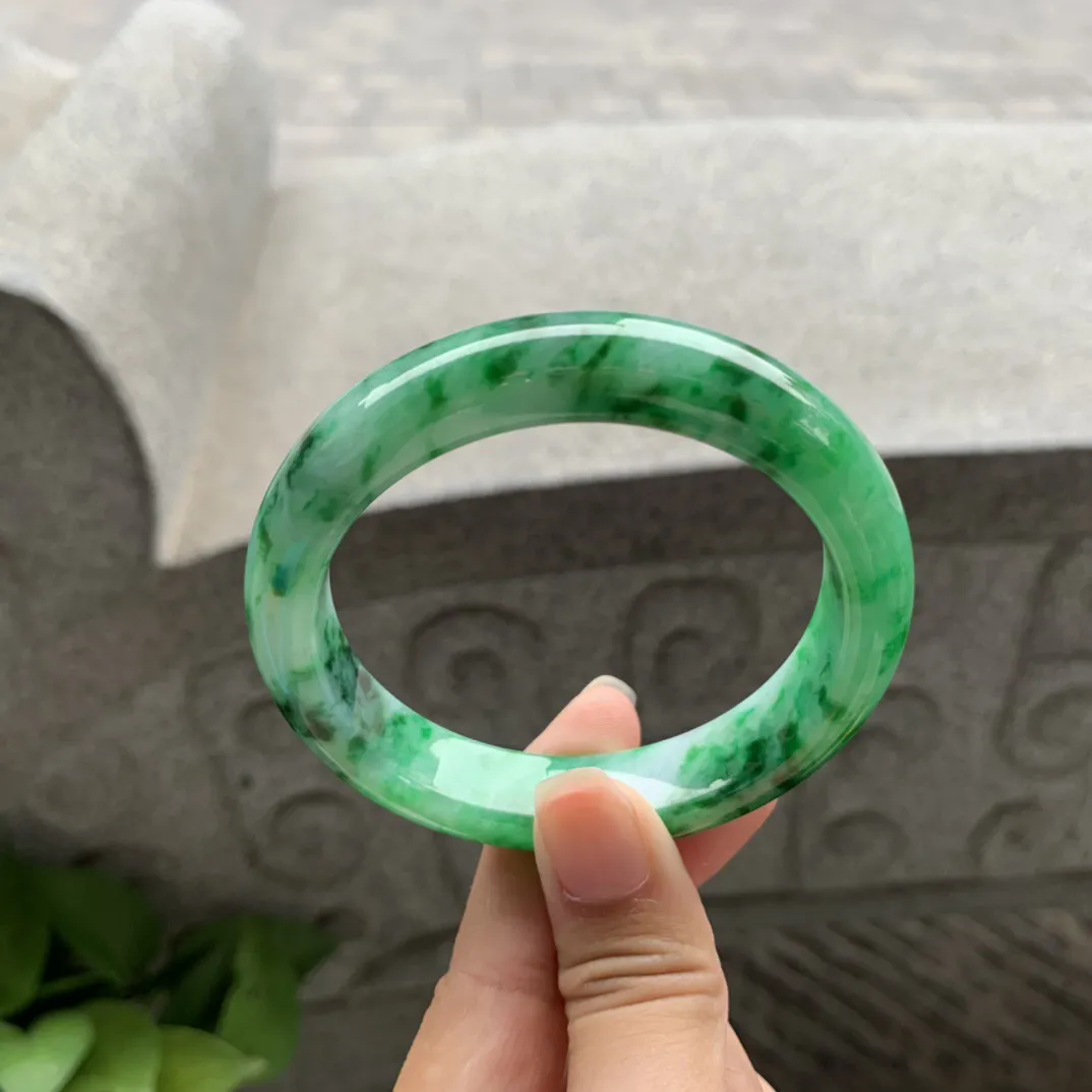 圈口56-12.8-8.4 【满辣绿正圈手镯】正圈56 57可戴