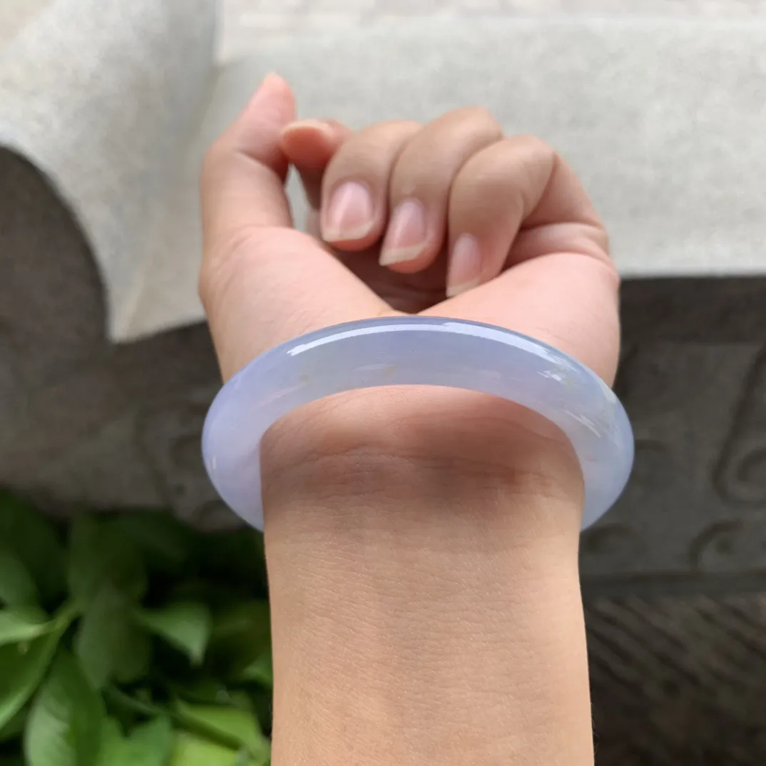 小圈口50.2-9.5 【冰紫圆条手镯】圆条50 51可戴