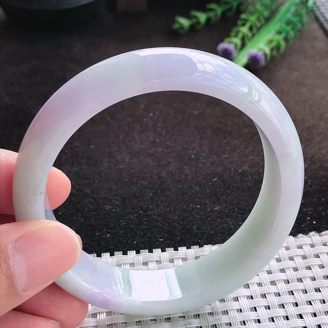 自然光60/15.6/8.1老坑精美温润紫罗兰轮胎手镯宽边翡翠玉镯美人镯