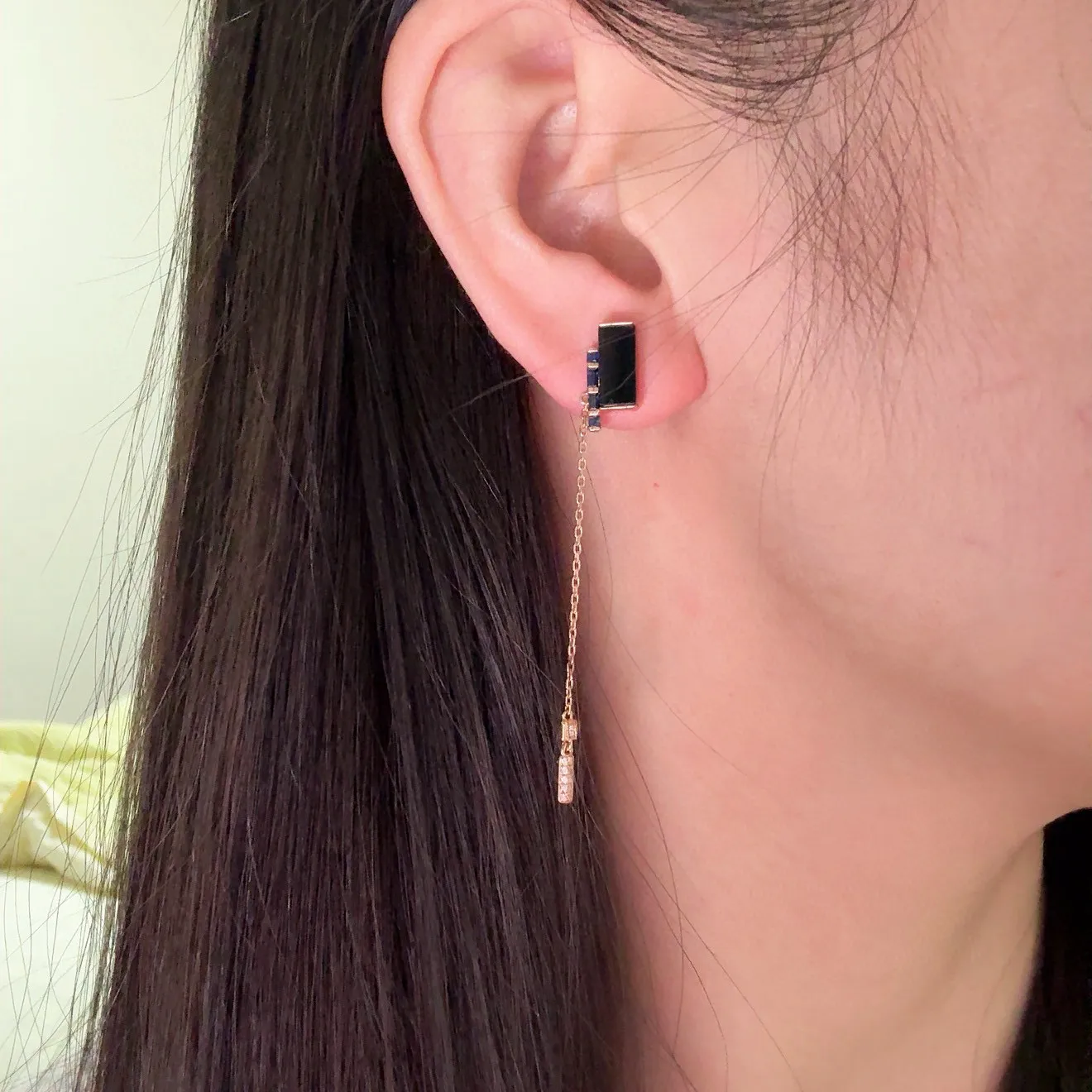 精品18k墨翠耳坠 重金豪镶 打灯通透 油性十足 尺寸10.9